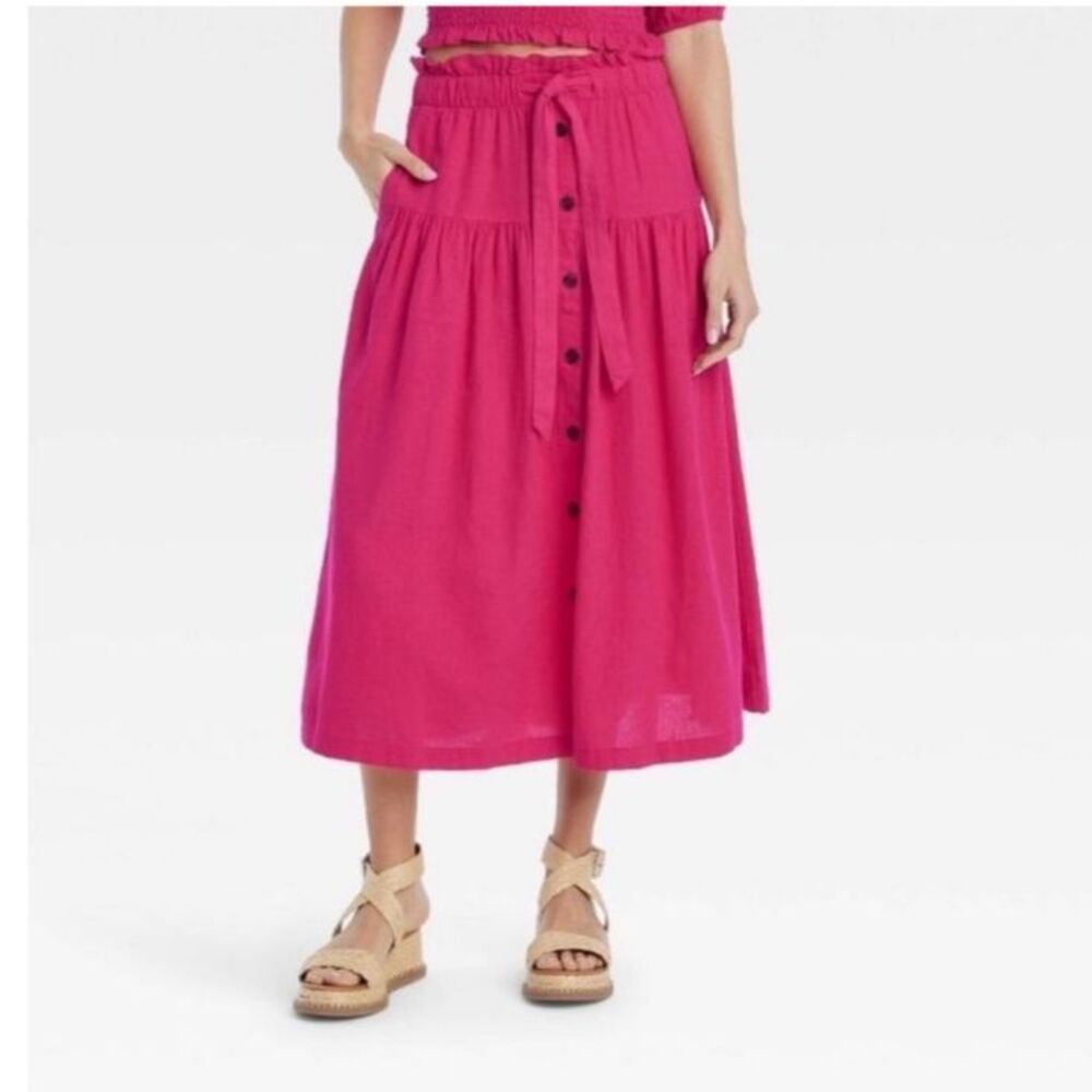 Universal Thread Tie-Waist Midi Skirt – Pink (XL) NWOT